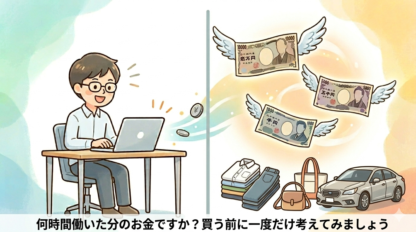 何時間働いた分のお金ですか？買う前に一度だけ考えてみましょう